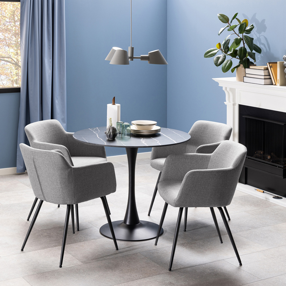 Florence Malta Ceramic Round Dining Table Black Image 9