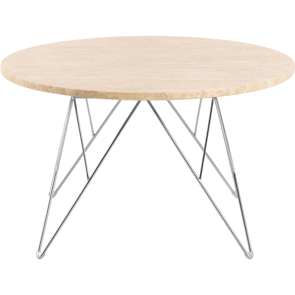 Florence Prunus Matt Beige Round Coffee Table with Chrome Steel Base Image 3