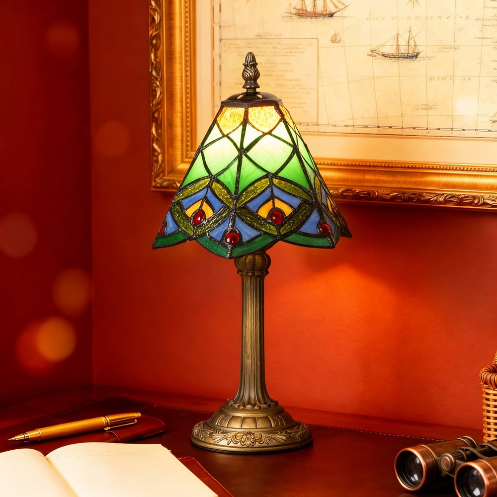 HOMCOM Tiffany Style Handcrafted Stained Glass Table Lamp Image 5