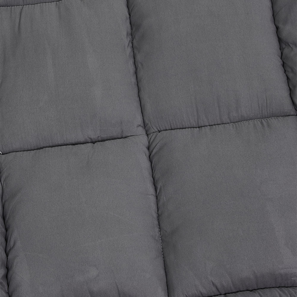 Living and Home Super King Size Grey Solid and Plaid Quilted Mattress Topper Image 5