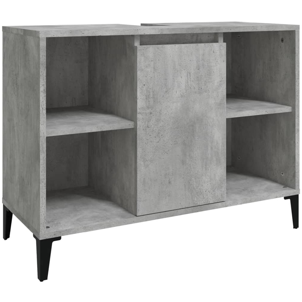 vidaXL Single Door 4 Shelf Concrete Grey Washbasin Cabinet Image 2