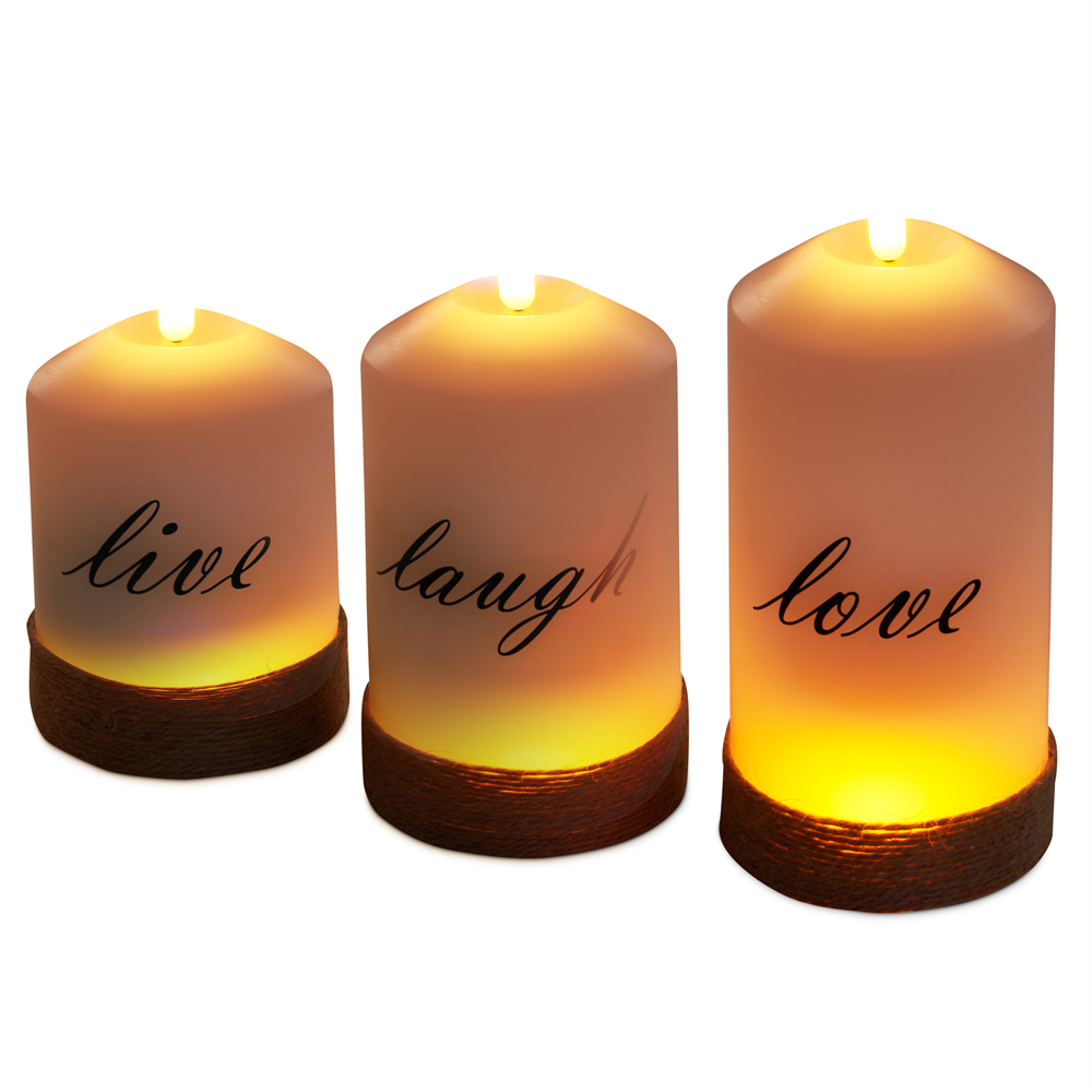 SA Products 3 Piece Live Love Laugh LED Candles Set Image 3