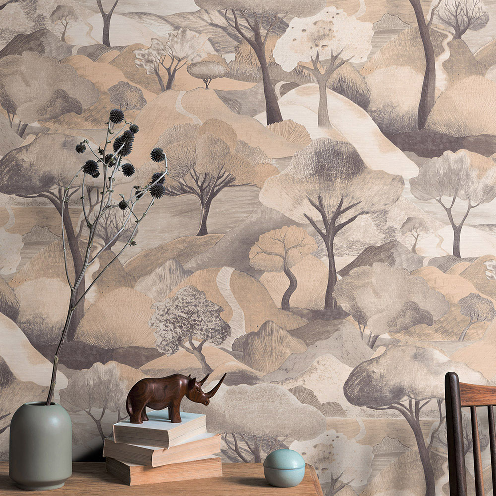 Erismann Tree Landscape Beige Vinyl Wallpaper Image 4