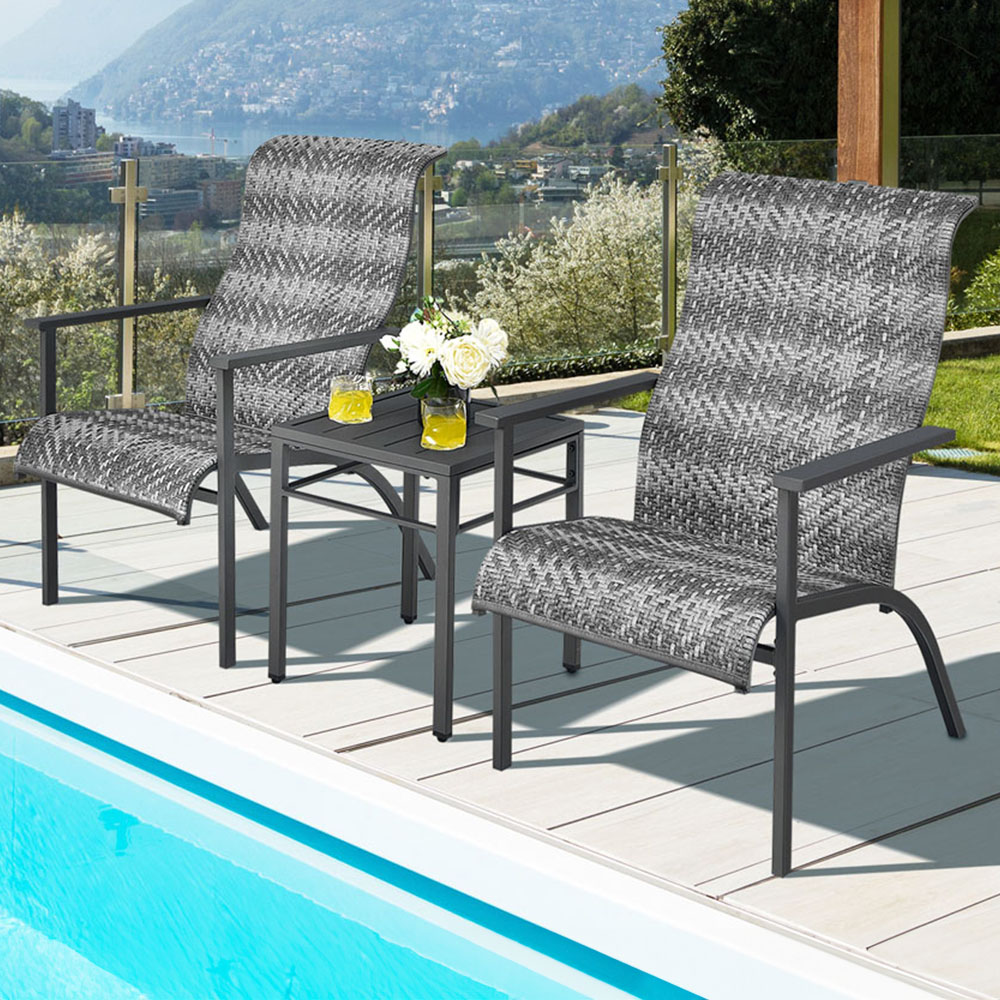 Costway 2 Seater Grey Bistro Furniture Set Image 1