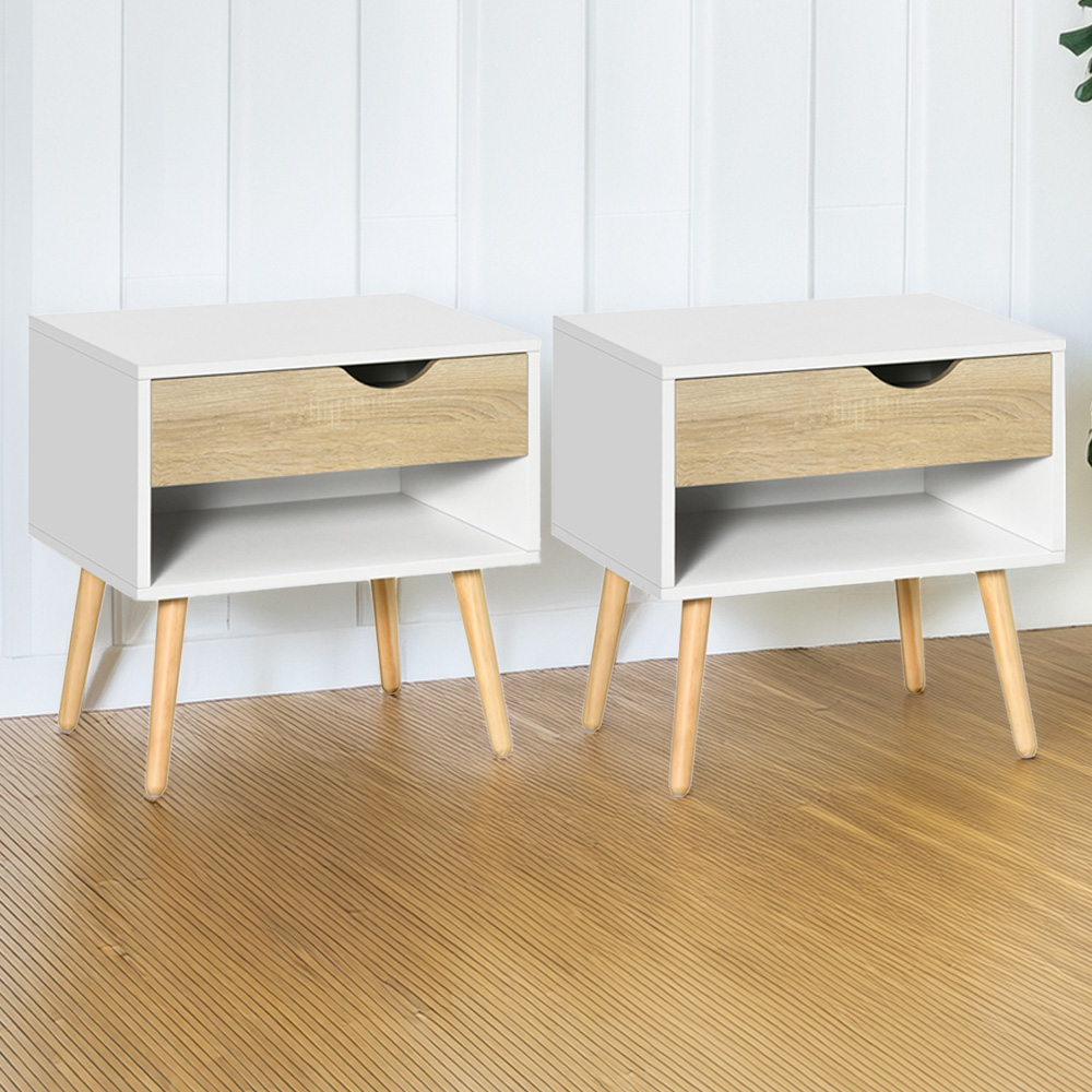 Portland Single Drawer Single Shelf Bedside Table Set of 2 Image 1