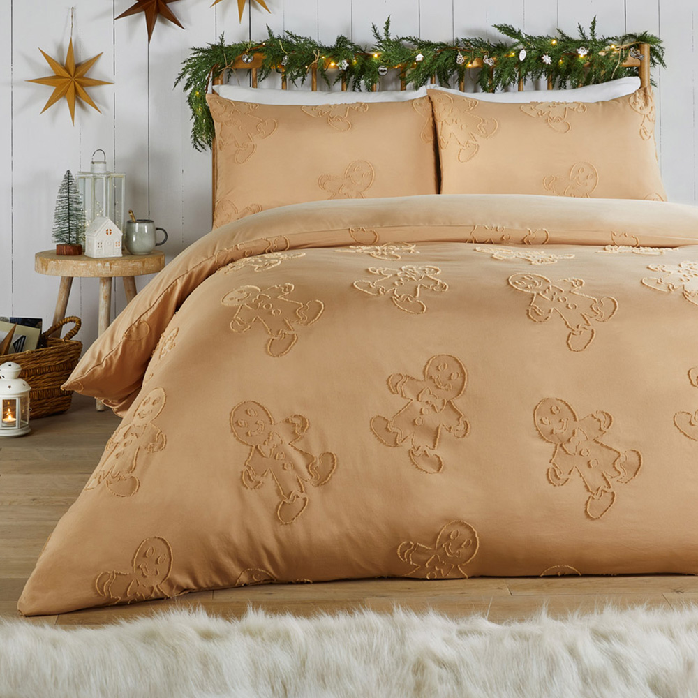 Duvet Day Double Gingerbread Tufted Soft Touch Reversible Duvet Set Image 1