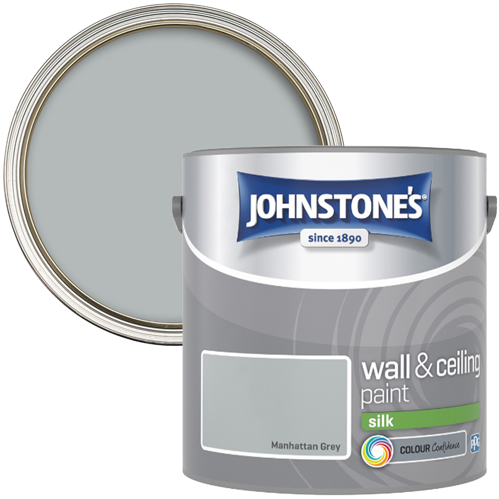 Johnstone's Walls & Ceilings Manhattan Grey Silk Emulsion Paint 2.5L Image 1