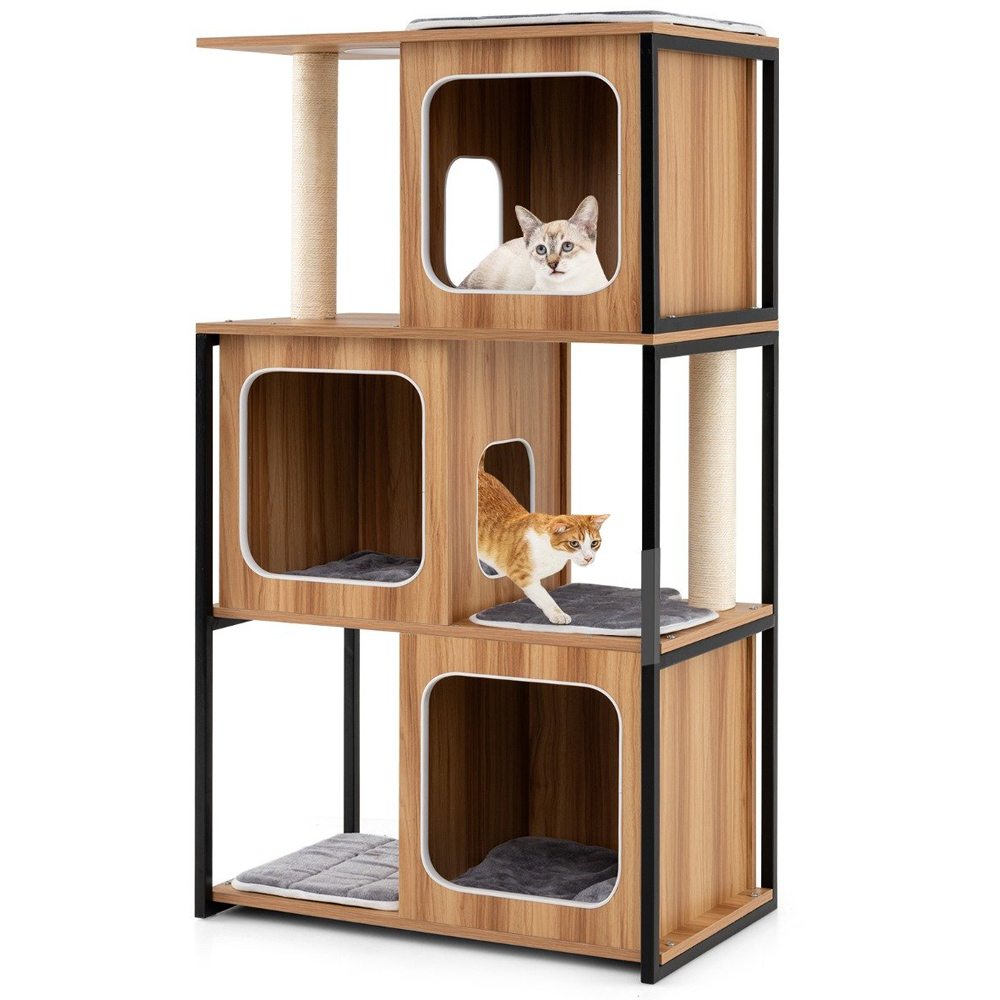 Costway Natural Cat Tree with Padded Top Perch Image 3