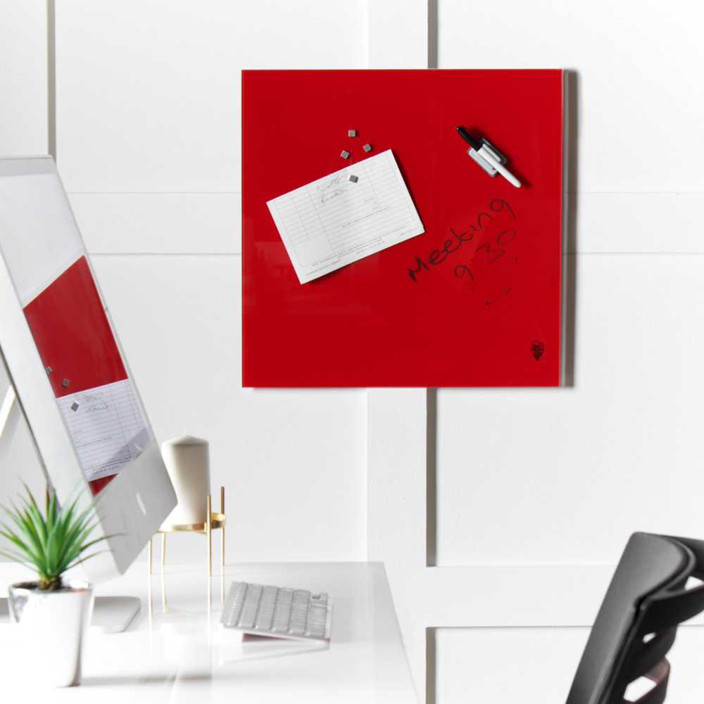 CARME Home Wall Mounted Memo Glass Board with Magnet Set Image 2