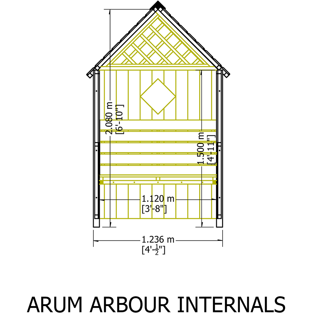 Shire Arum 2 Seater 7.1 x 4 x 2.1ft Overlap Arbour with Seat Image 7