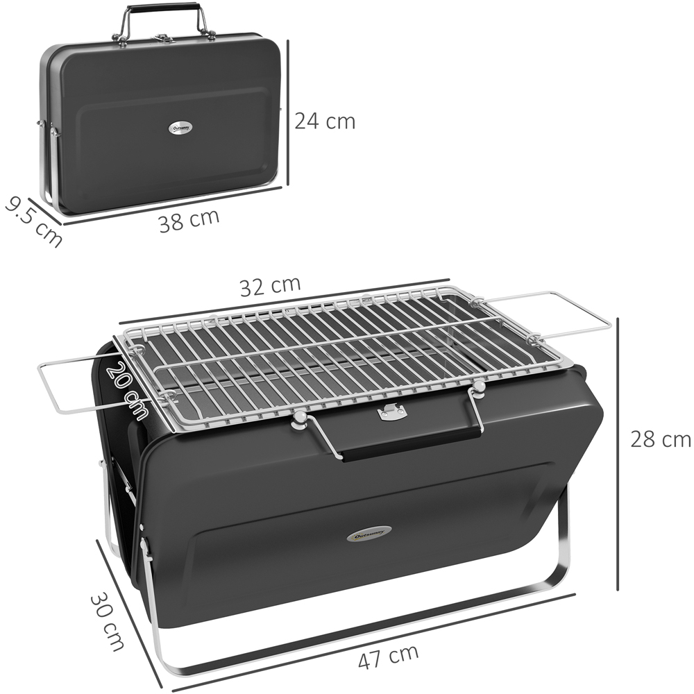 Outsunny Black Foldable Suitcase Design Mini Charcoal Barbecue Grill BBQ Image 7