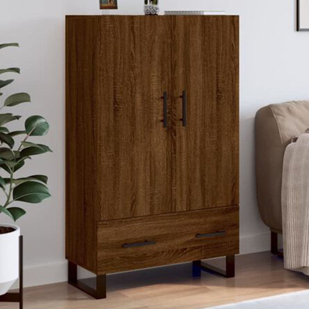 vidaXL 2 Door Single Drawer Brown Oak Highboard Image 1