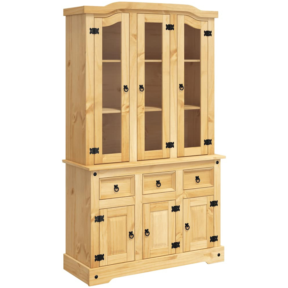 vidaXL Corona 6 Door 3 Drawer Brown Solid Pine Wood Highboard Image 2