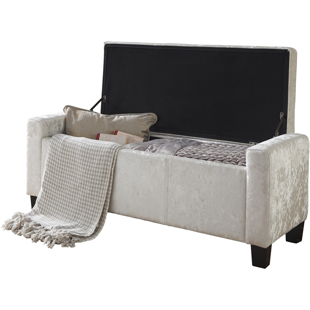 GFW Verona Crushed Velvet Oyster Ottoman Storage Bench Image 3