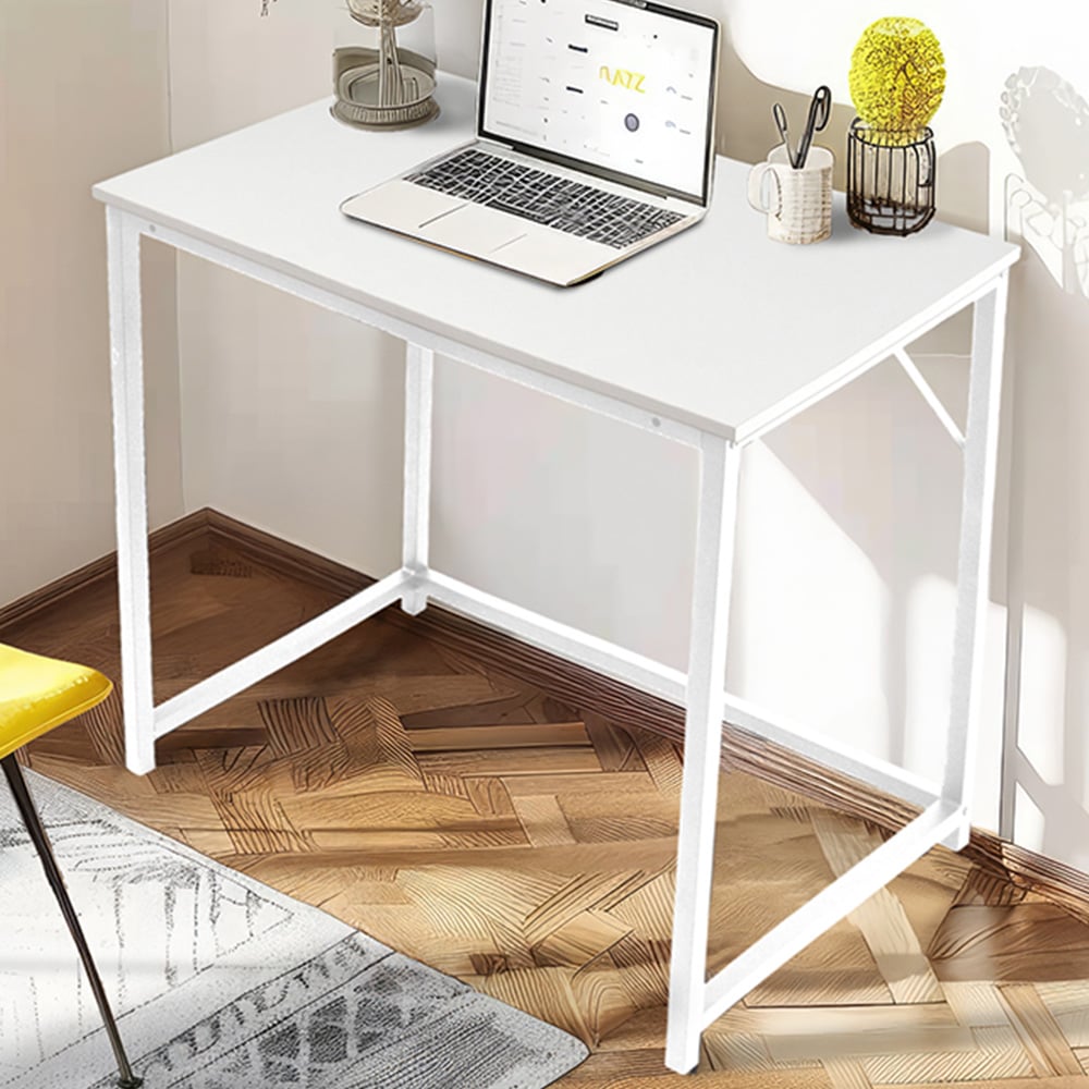 House of Home Computer Desk Rustic White and White Image 1