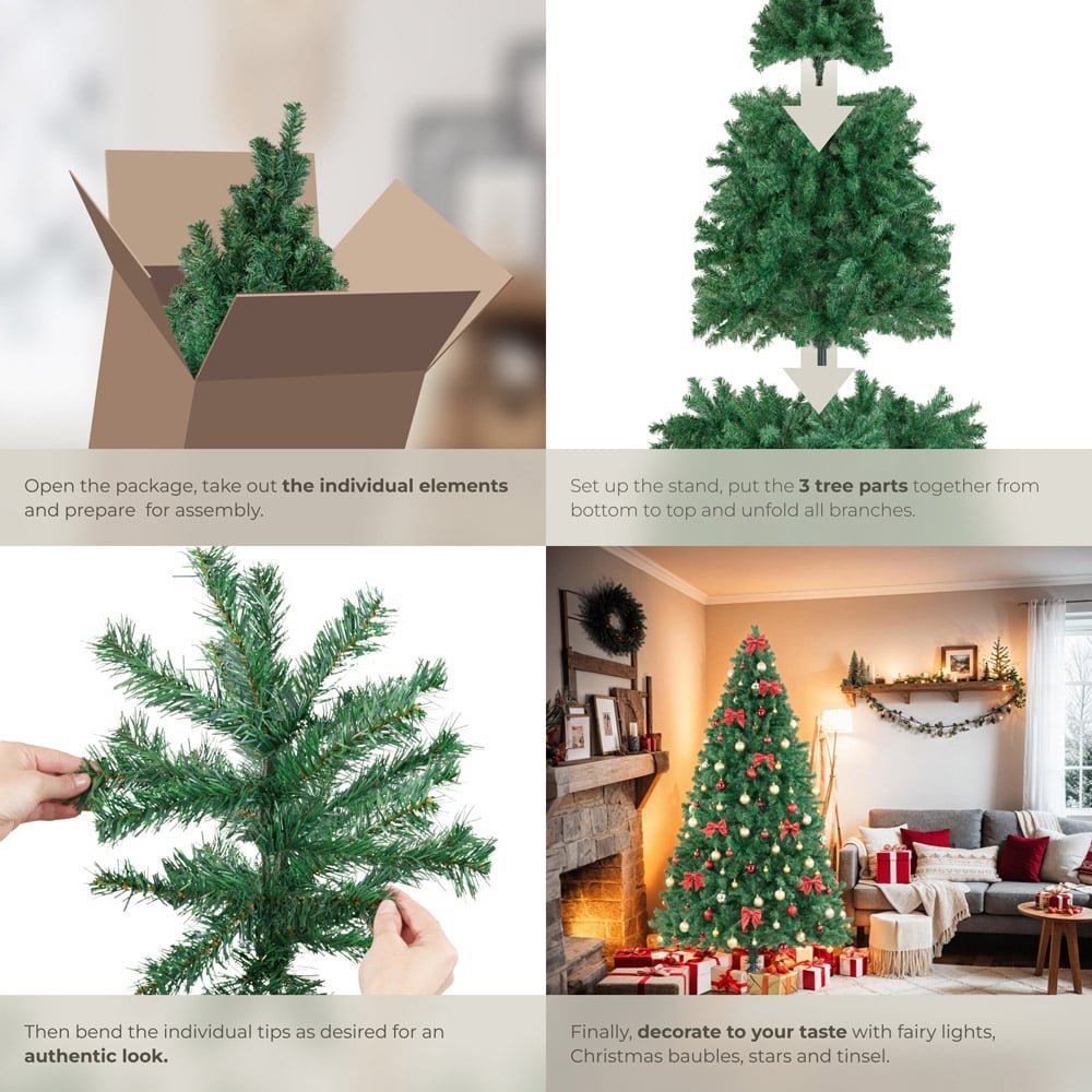 tectake Dasher Dense Needle Green Artificial Christmas Tree 7.5ft Image 4