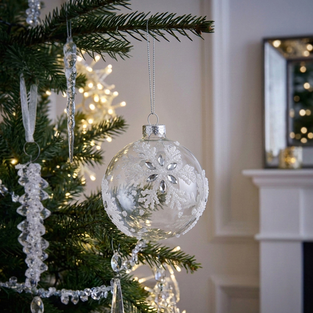 Glitter Snowflake Embellished Bauble Image 2