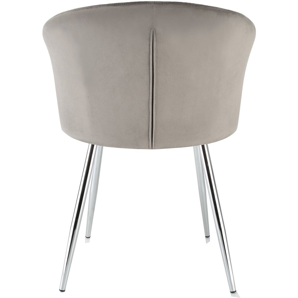 Ella Dining Accent Chair Velvet Upholstery - Grey (Silver Legs) Image 6