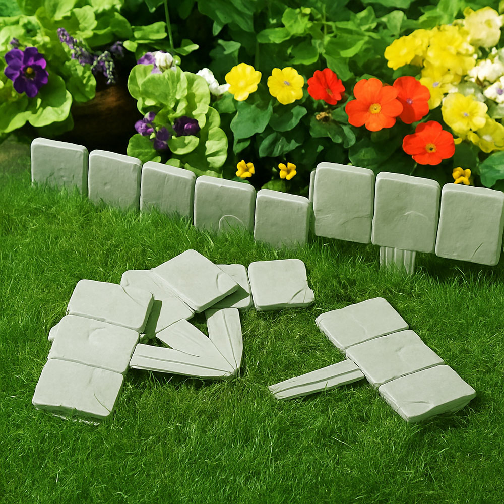 Avilo Cobble Stone Effect Garden Edging Border 10 Pack Image 3
