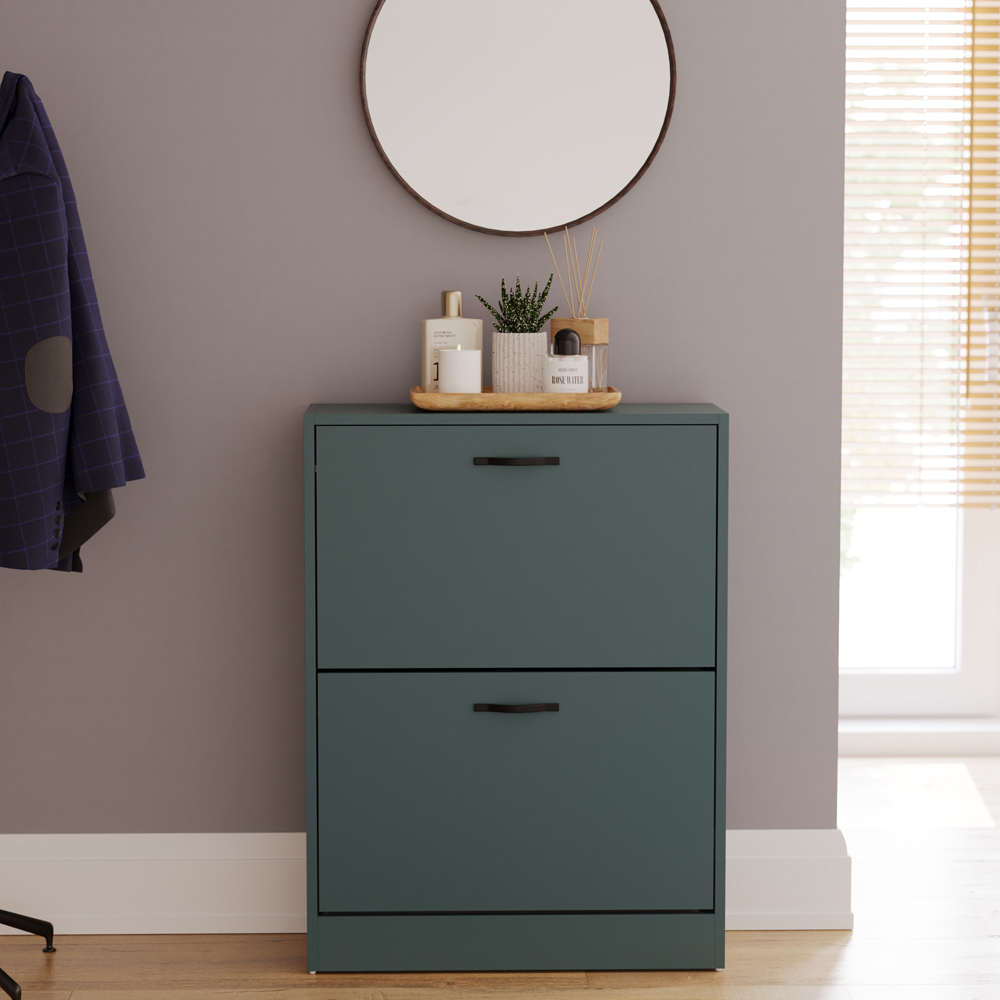 Vida Designs 2 Drawer Green Shoe Cabinet Image 5
