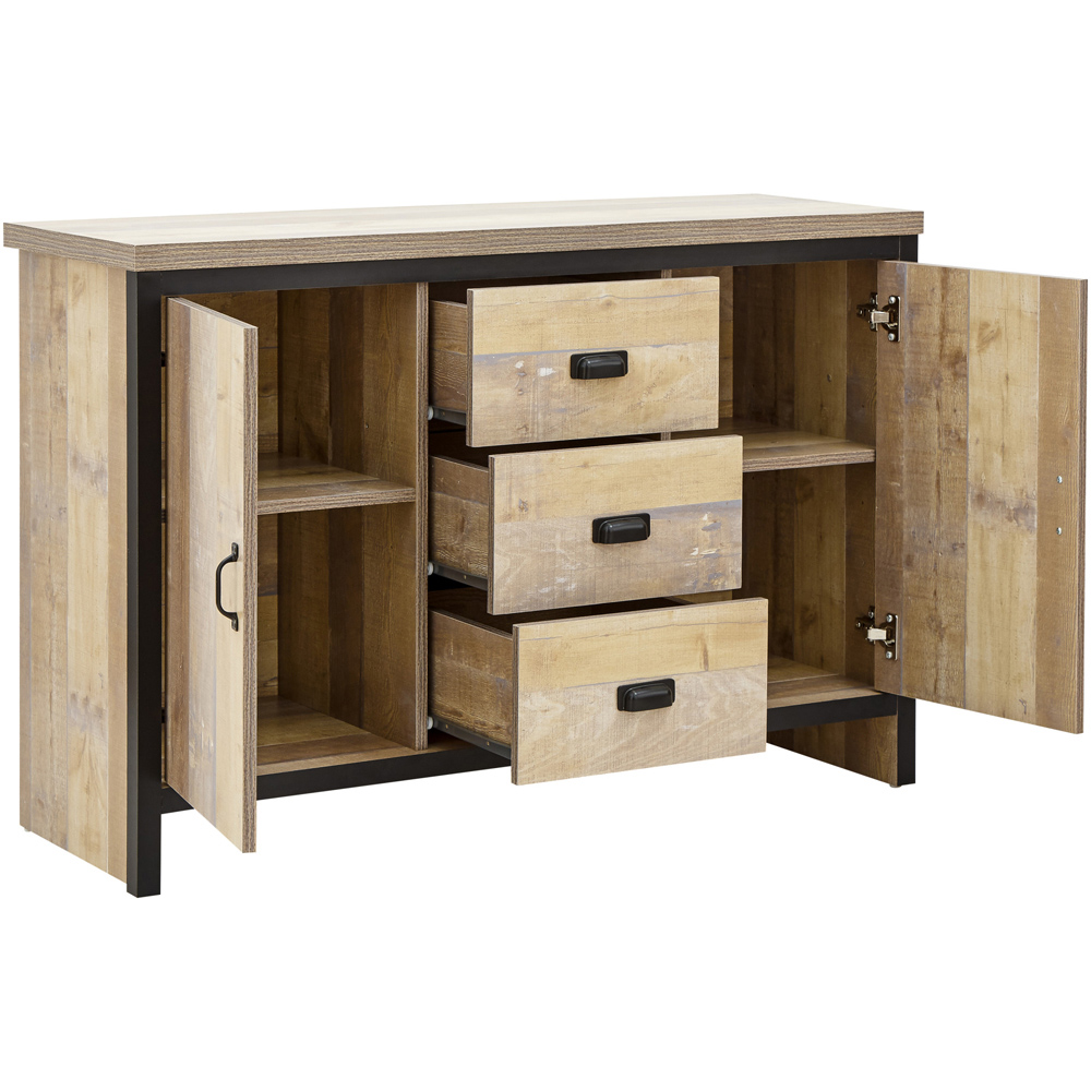 GFW Boston 2 Door 3 Drawer Oak Sideboard Image 4