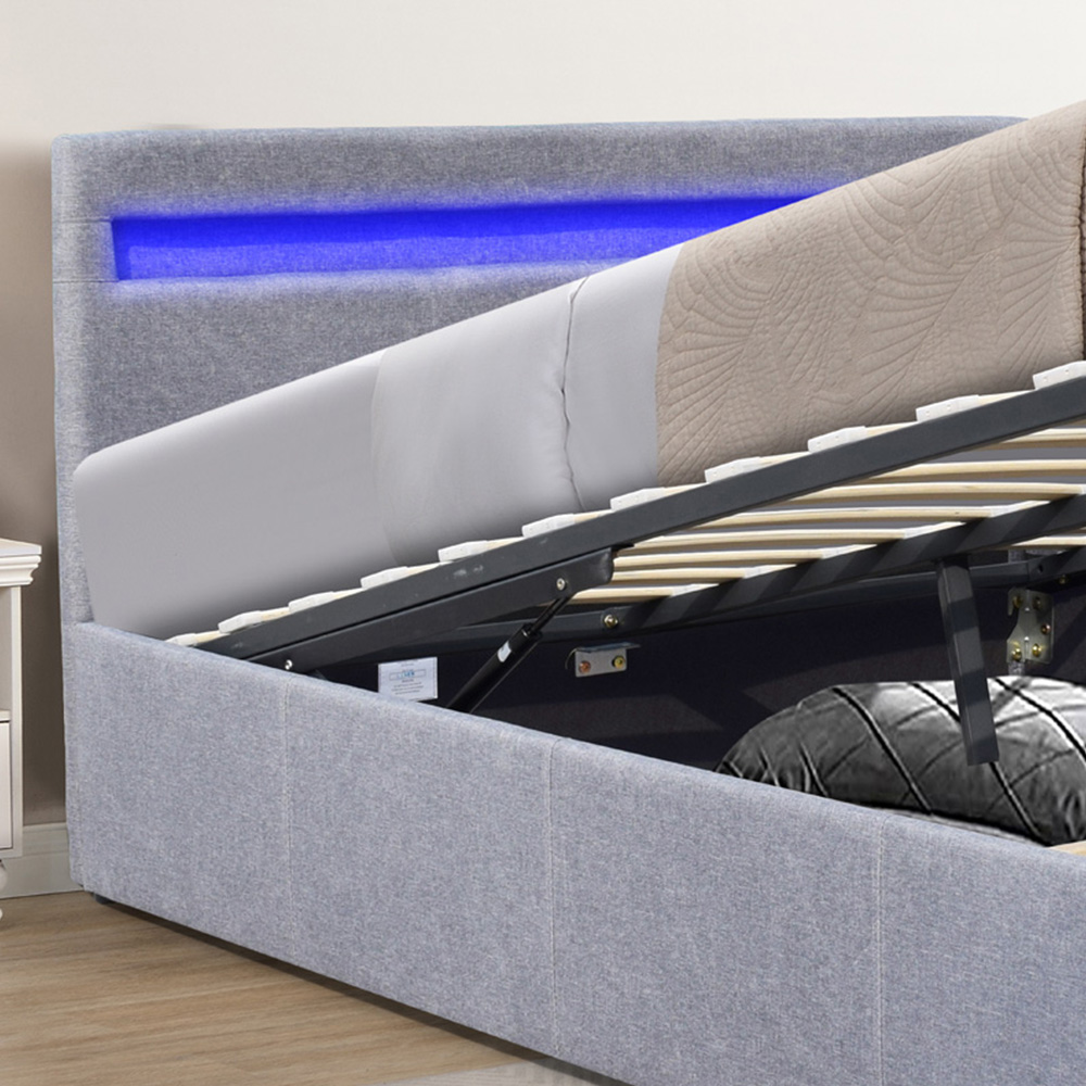 Comfy Living Small Double Light Grey Ottoman Bed Frame with LED Image 5