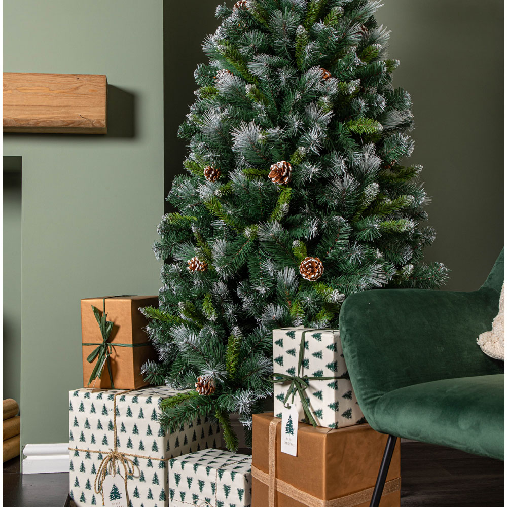 Samuel Alexander Frosted Glacier Pine Snow Tipped Artificial Christmas Tree with Pinecones 6ft Image 6