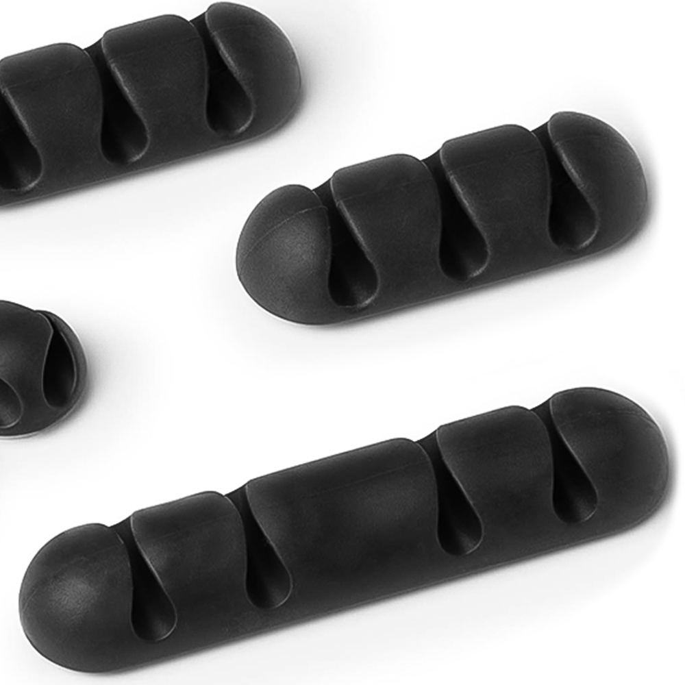 Durable CAVOLINE Assorted Dark Grey Cable Management Desk Tidy Clip 7 Pack Image 3