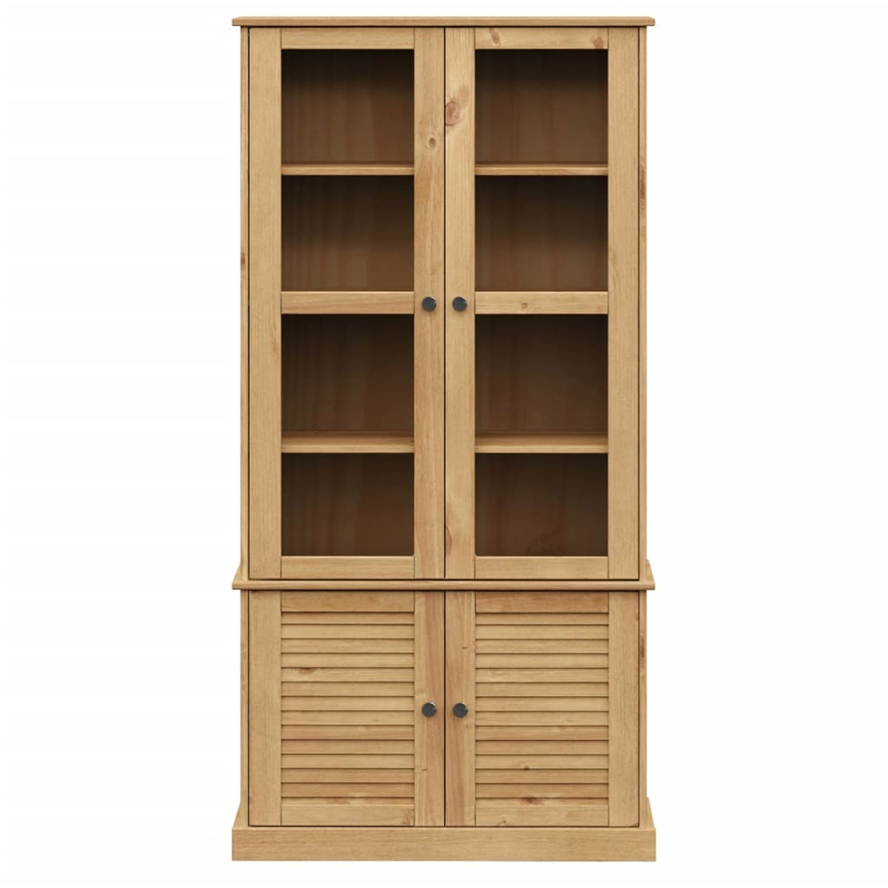vidaXL 4 Door Brown Glass Display Cabinet Image 3