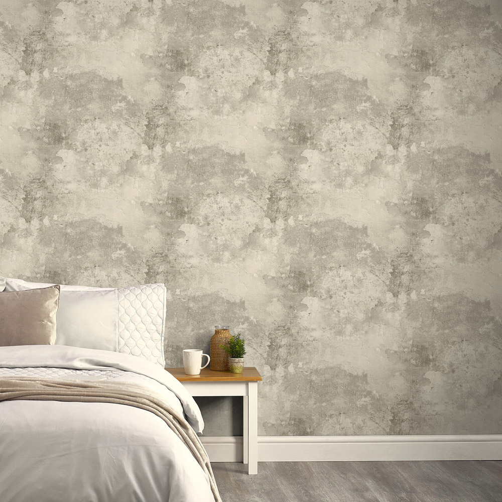 Grandeco Rustic Old Town Distressed Concrete Taupe Textured Wallpaper Image 3