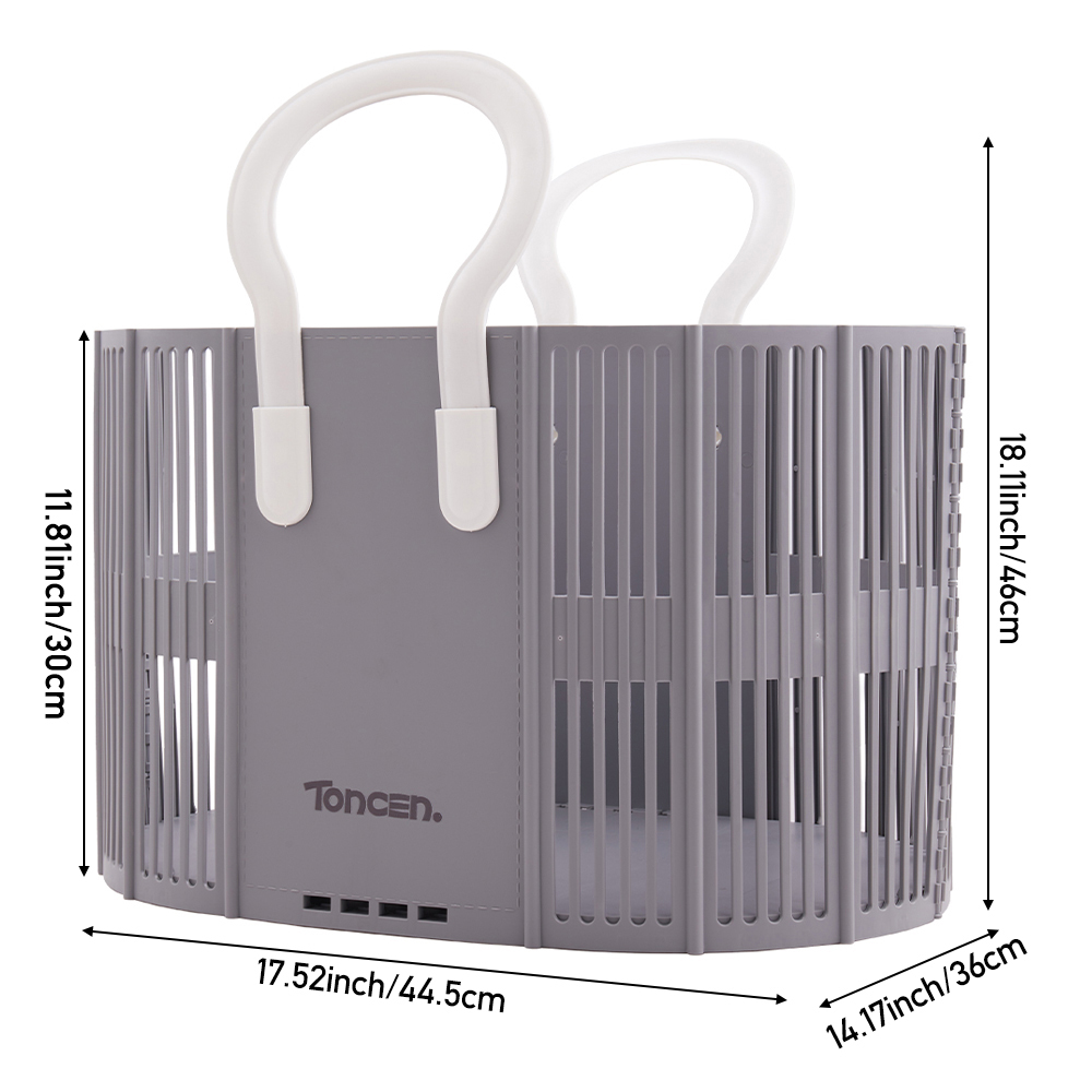 H&O Direct Grey Folding Plastic Laundry Basket with Handles 20L Image 5