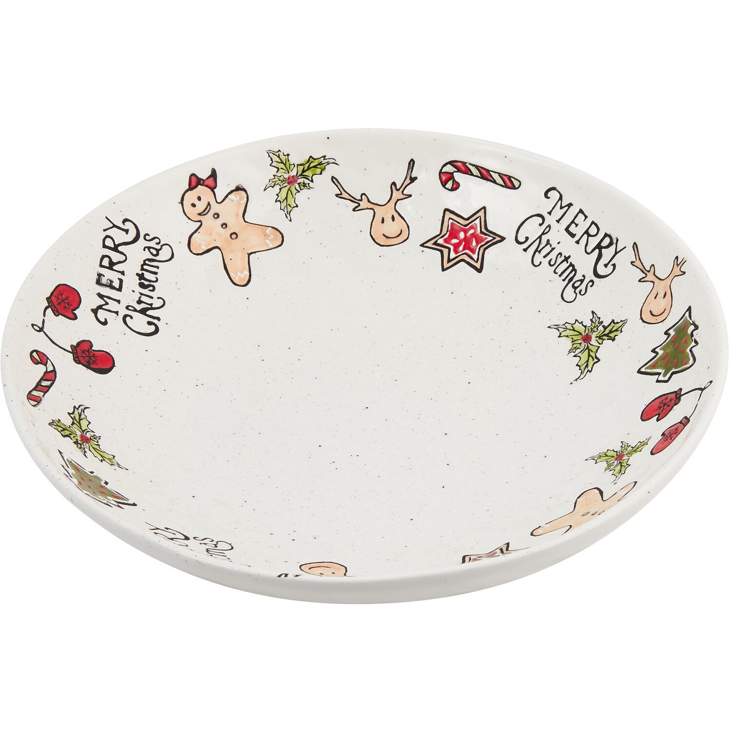 Festive Stone Christmas Serving Bowl - White Image 1
