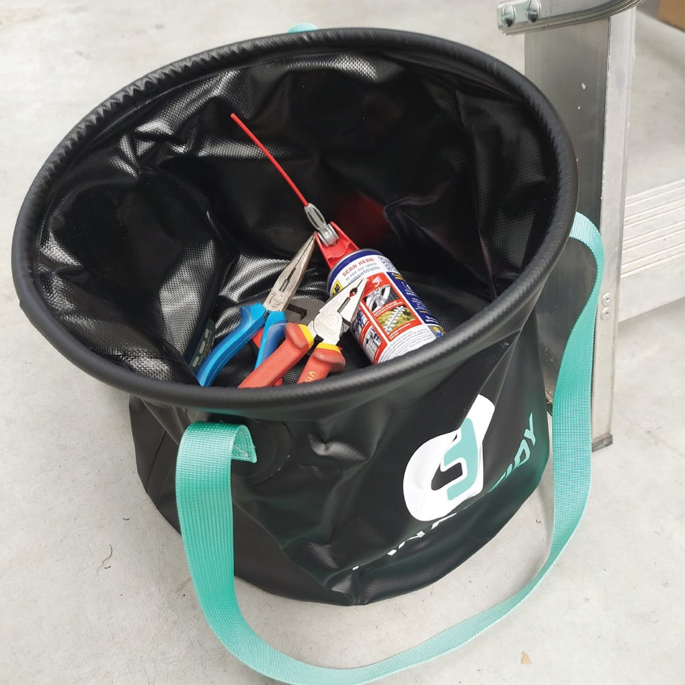 TradeTidy 3 Piece Black Steel Silicone Tube Holder Spray Can Holder and Collapsible Bucket Set Image 5