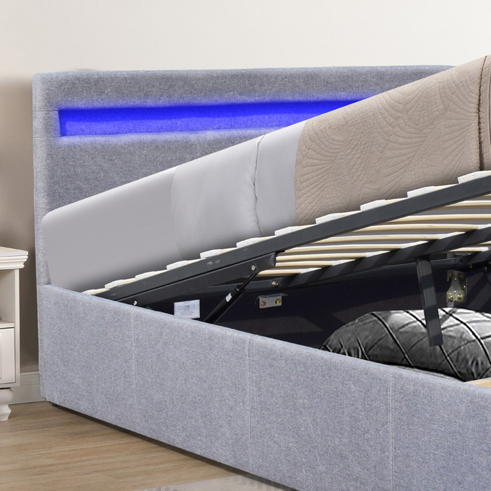 Comfy Living Double Light Grey Ottoman Bed Frame with LED Image 5