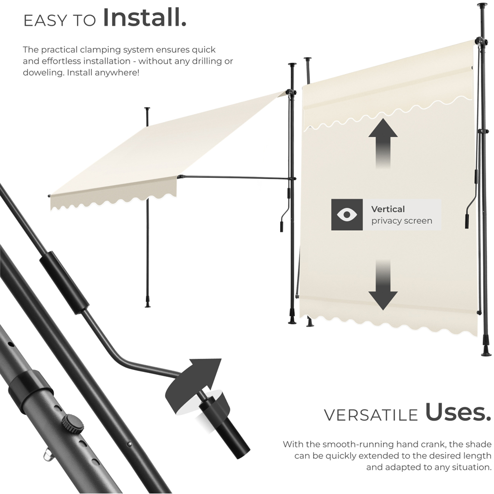 tectake Beige Retractable Awning 2 x 1.8m Image 3