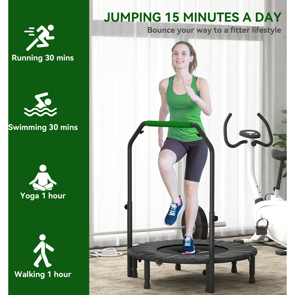 HOMCOM 3.3ft Green Foldable Mini Trampoline with Adjustable Foam Handle Image 7