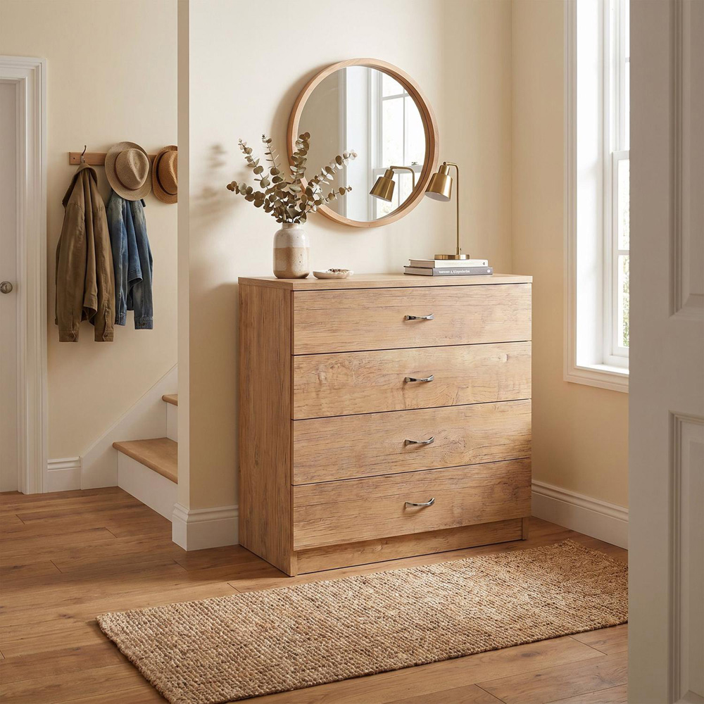 FWStyle Promo 4 Drawer Oak Chest of Drawers Image 3