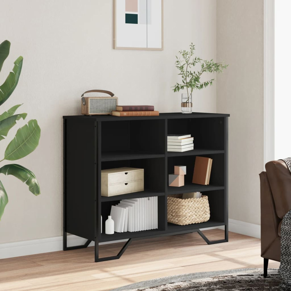 vidaXL 6 Shelf Black Sideboard Image 8
