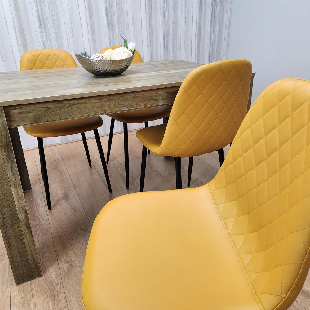 Portland 4 Seater Dining Set Rustic Effect and Mustard Gem Image 5