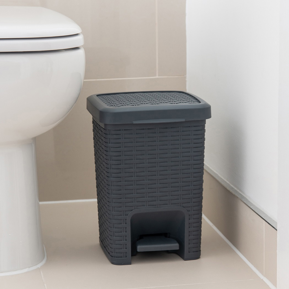 Addis Charcoal Rattan Bath Pedal Bin Image 2