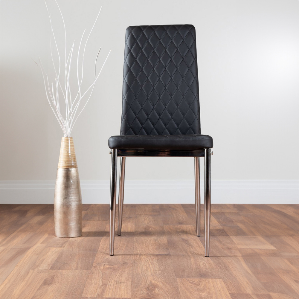 Furniturebox Lucia Valera 6 Seater Round Dining Set Grey Gloss Black and Chrome Image 3