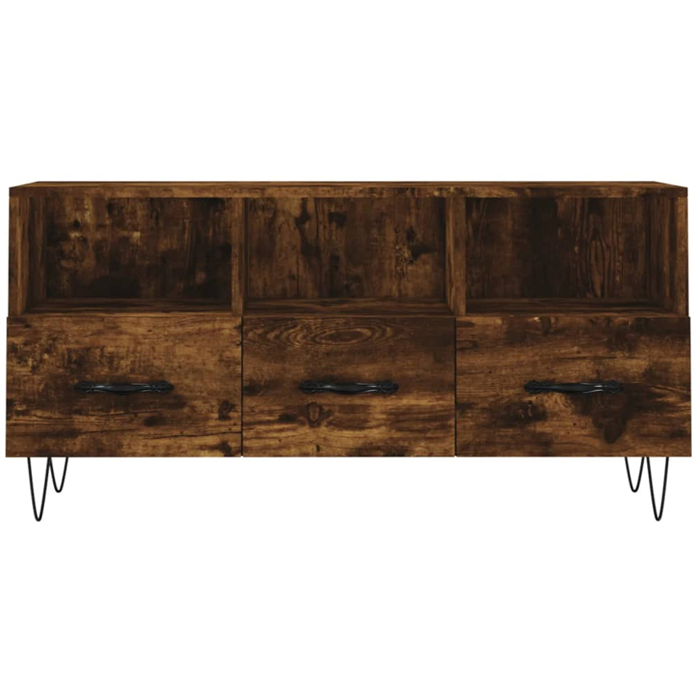 vidaXL 3 Drawer 3 Shelf Smoked Oak TV Cabinet Image 5