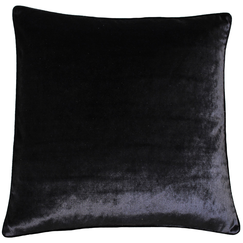 Paoletti Luxe Black Velvet Piped Cushion Image 1