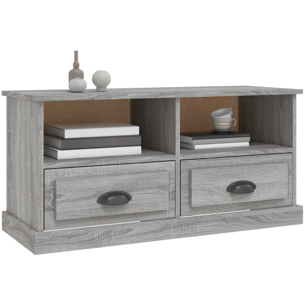 vidaXL 2 Drawer 2 Shelf Grey Sonoma TV Cabinet Image 3