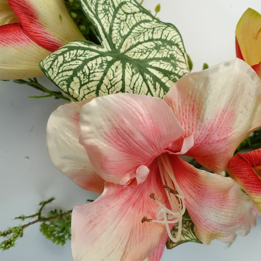 Leaf Pink Lily Flower Artificial Wreath 60cm Image 5