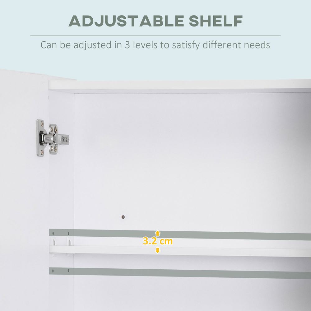 Kleankin White Wall Mounted Cabinet with Mirror and Adjustable Shelf Image 6