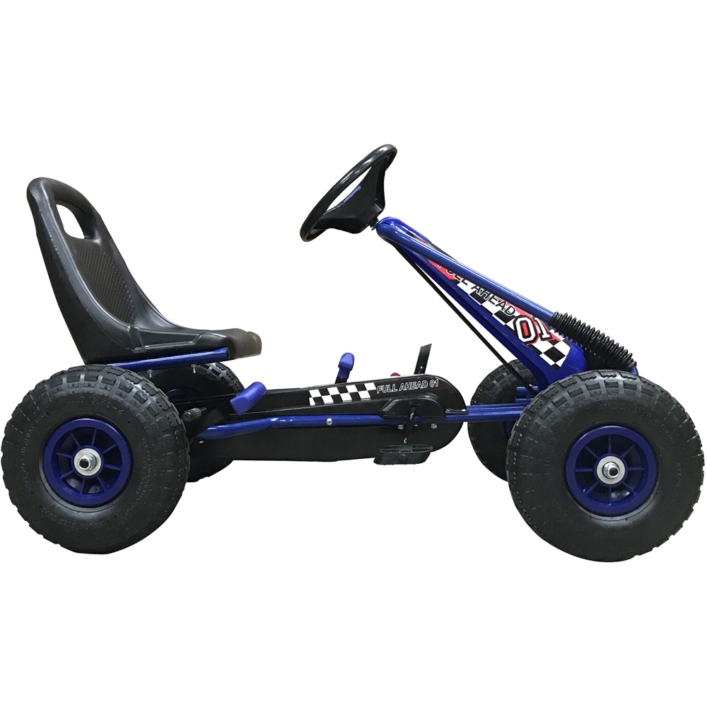 Kiddo Racer Go-Kart 4 Wheel Pedal Car Metal Frame - Blue Image 3