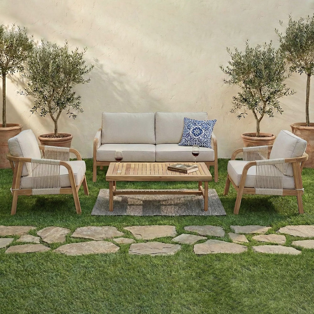 Thompson & Morgan Aspen 4 Seater Acacia Lounge Set Image 1