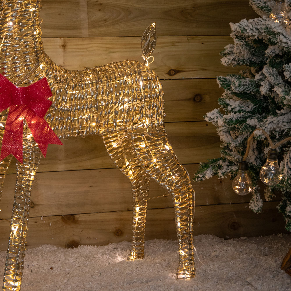 Samuel Alexander Warm White LED Light Up Gold Glitter Twist Reindeer Christmas Decoration 95cm Image 8