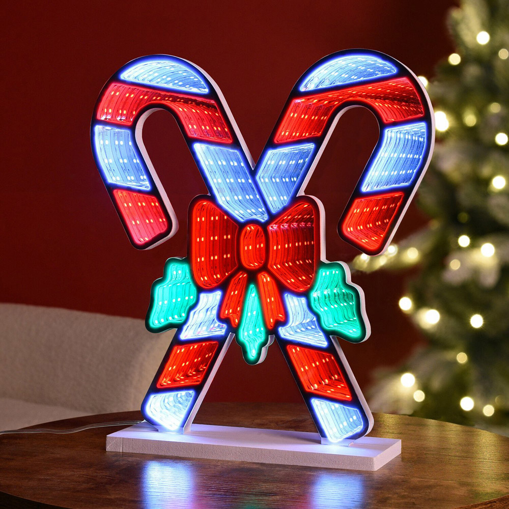 Festive Candy Cane Infinity Light Blue and Red Image 1